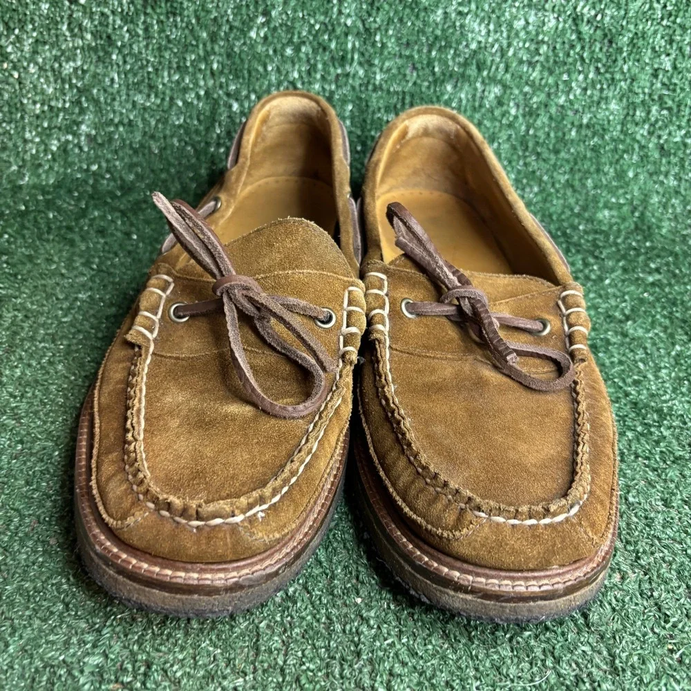 J.Crew Camden Suede Moccasin Crepe Sole Slip On Boat Shoes Brown Mens Size 10.5